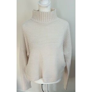 Women's FOREVER 21 cream Ribbed Turtleneck Sweater S